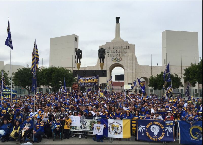 Rally at Coliseum just before NFL approves Rams move to LA 2nd photo.JPG